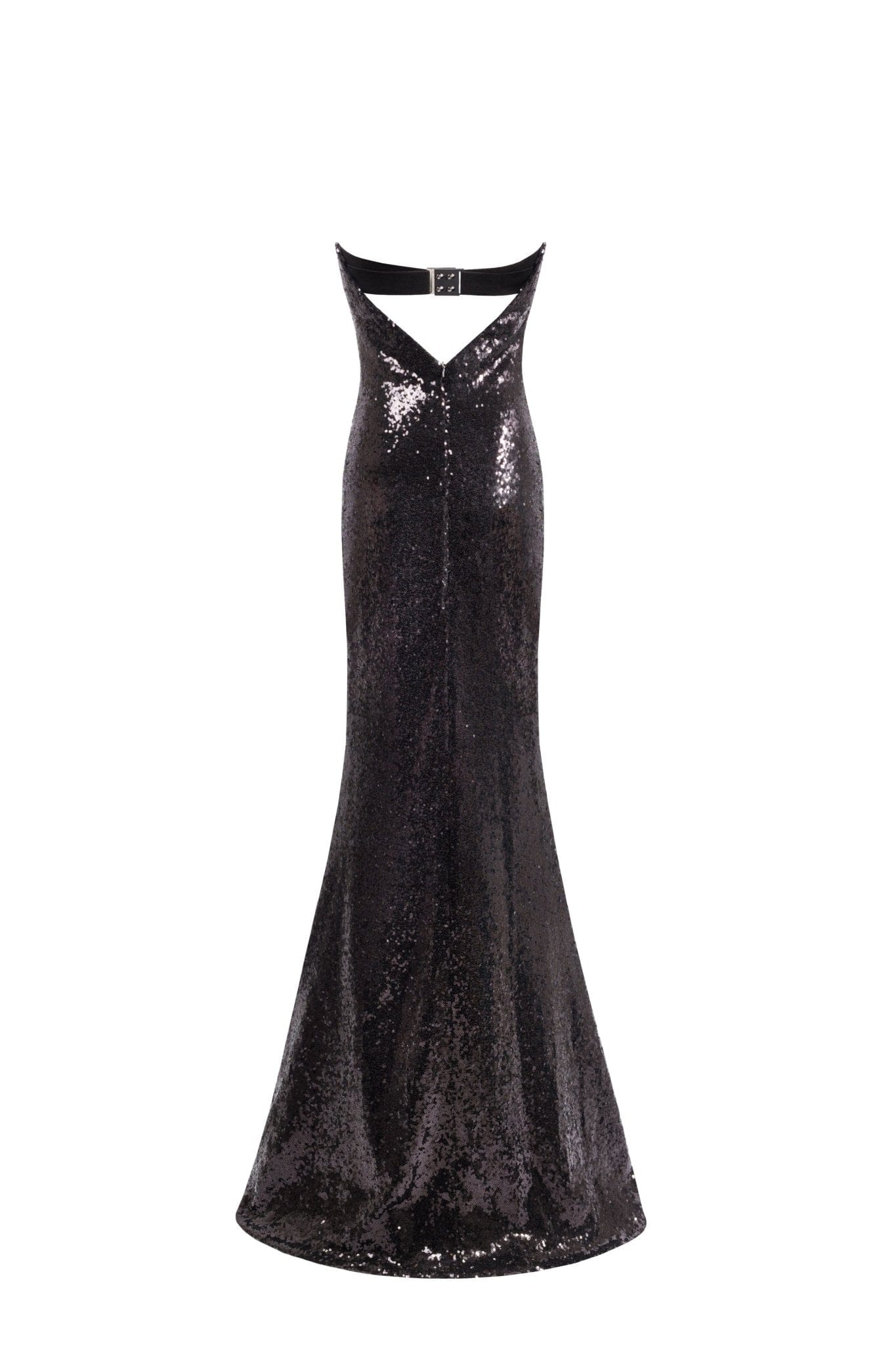 Sequined strapless maxi dress in black - Image 4