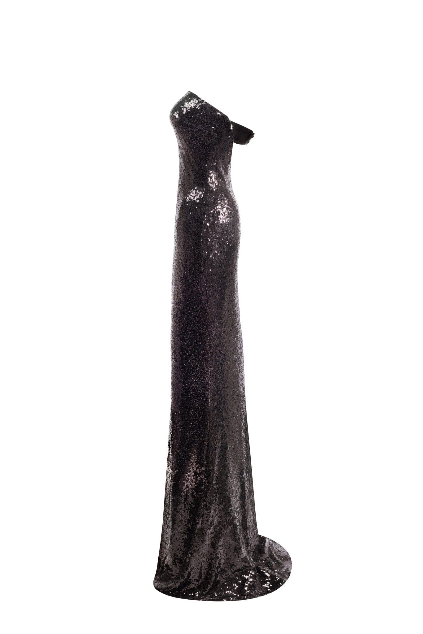 Sequined strapless maxi dress in black - Image 5