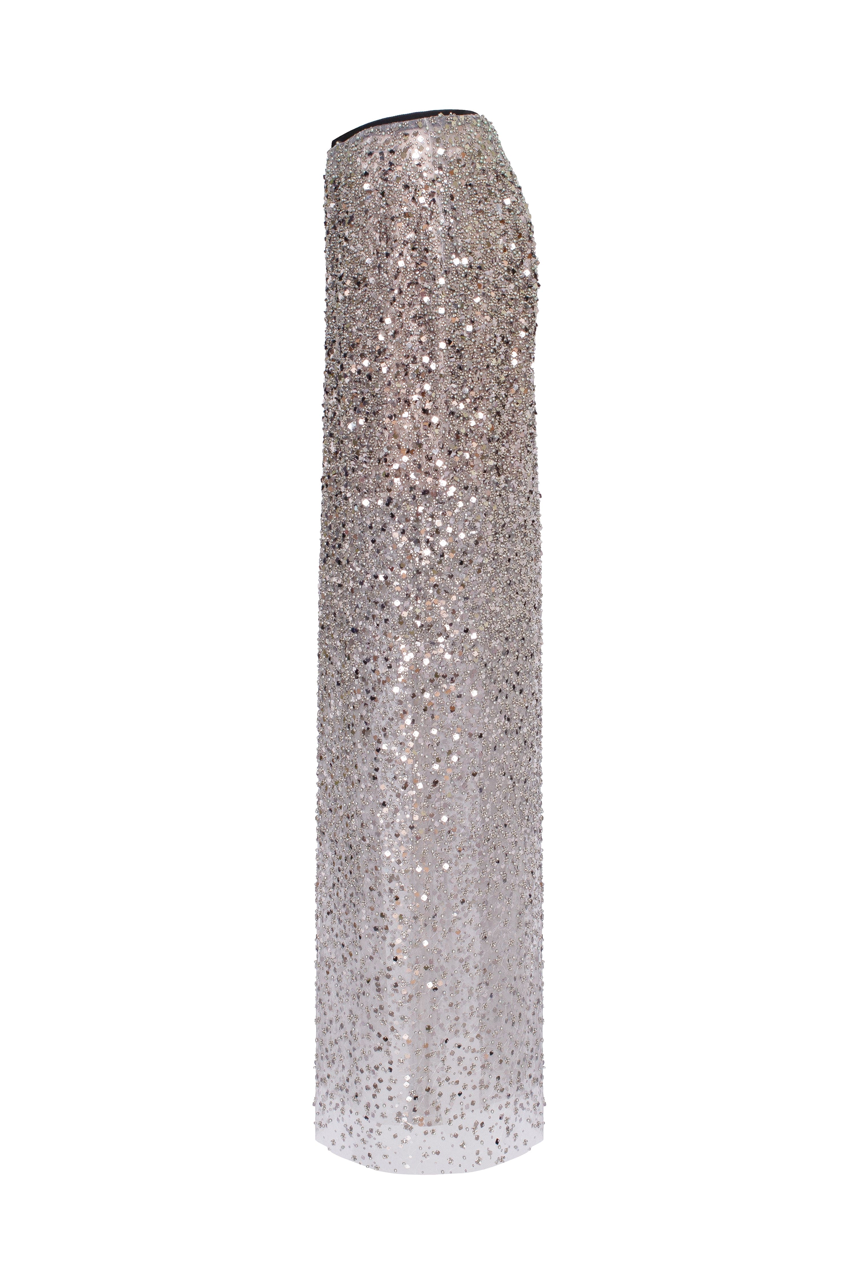 Showstopper fully sequined silver fitted maxi skirt, Midnight Walk - Image 7