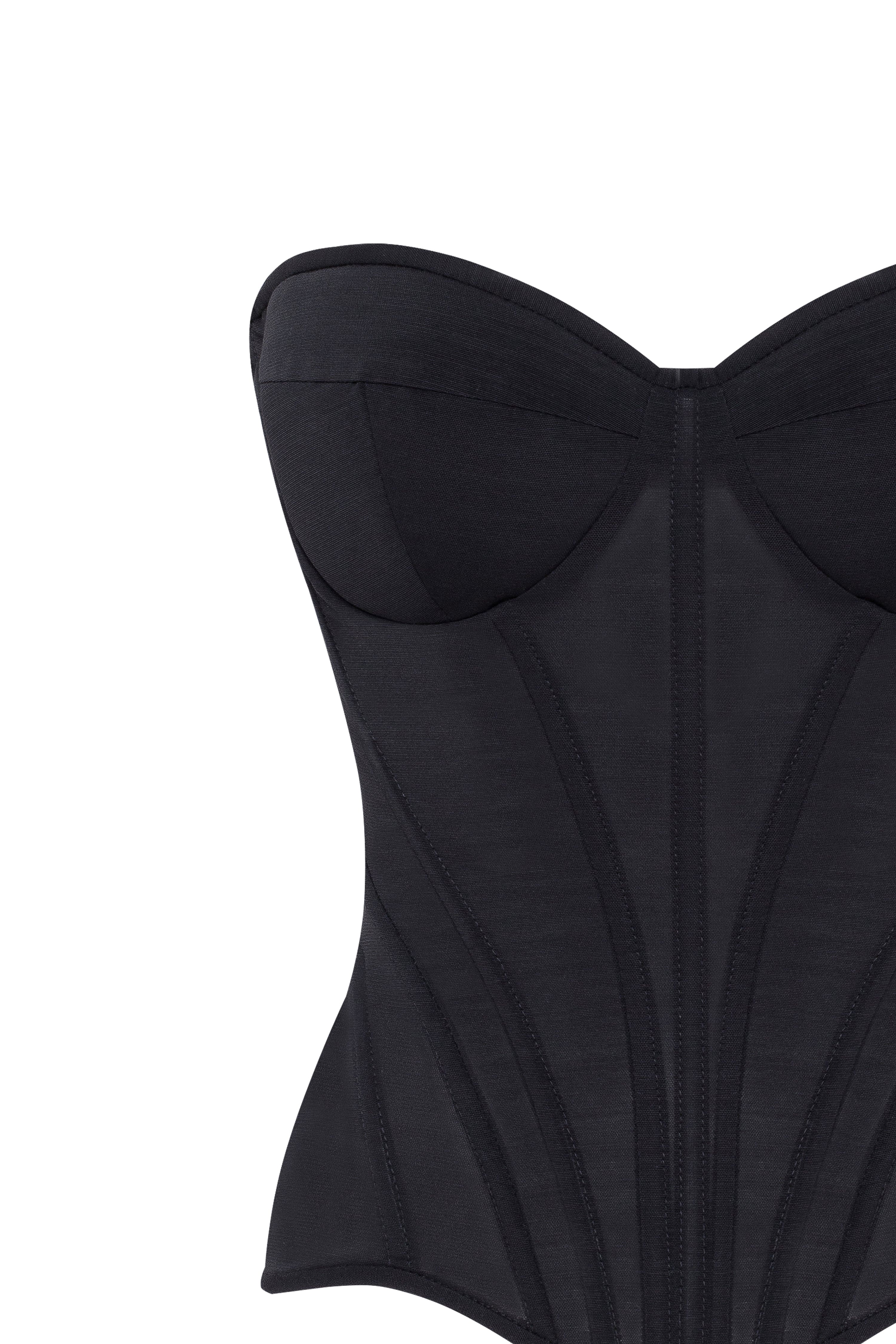 Smart heart-shaped low-waist black fitted corset, Midnight Walk - Image 5