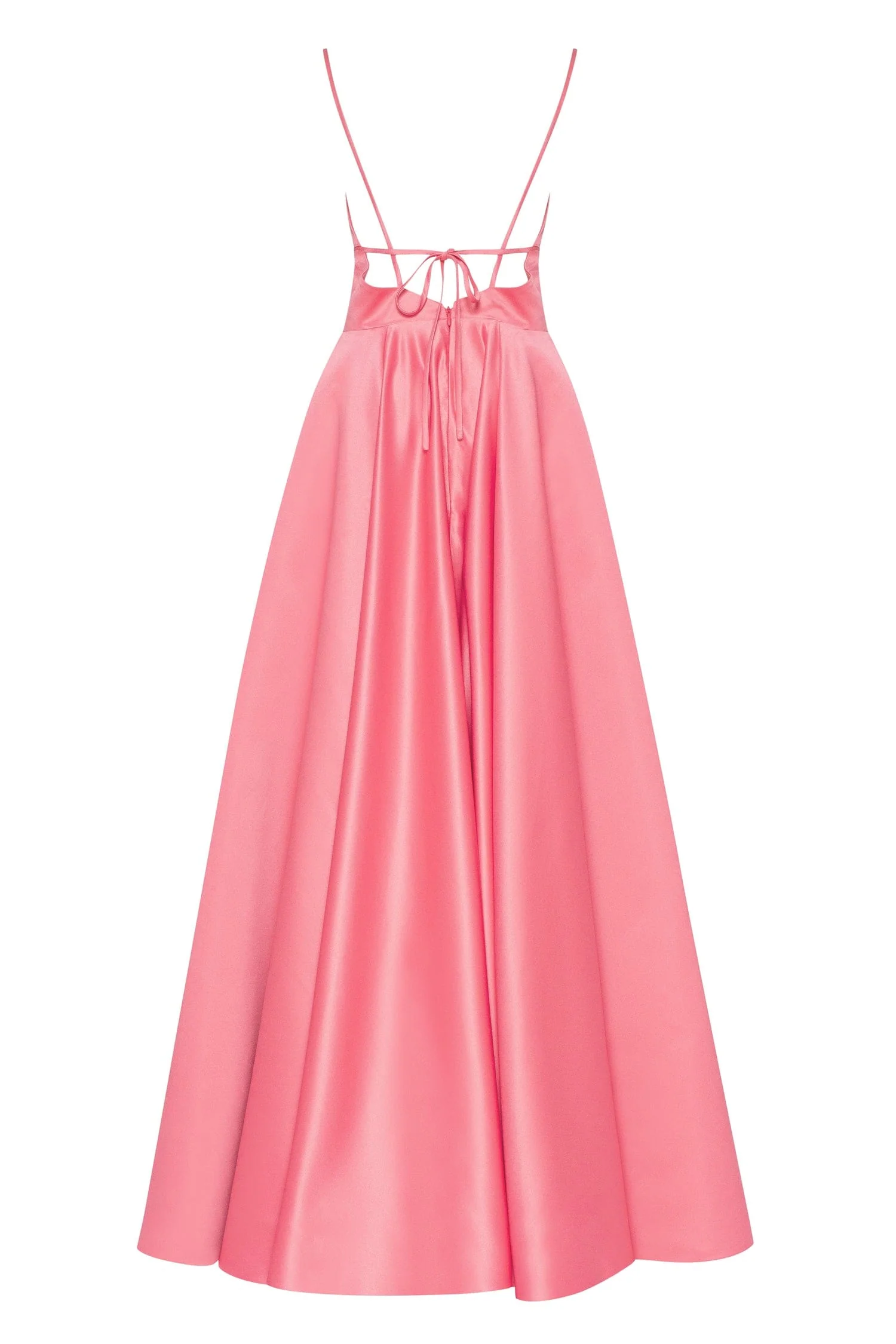 Coral Spaghetti strap ball dress with open back - Image 4
