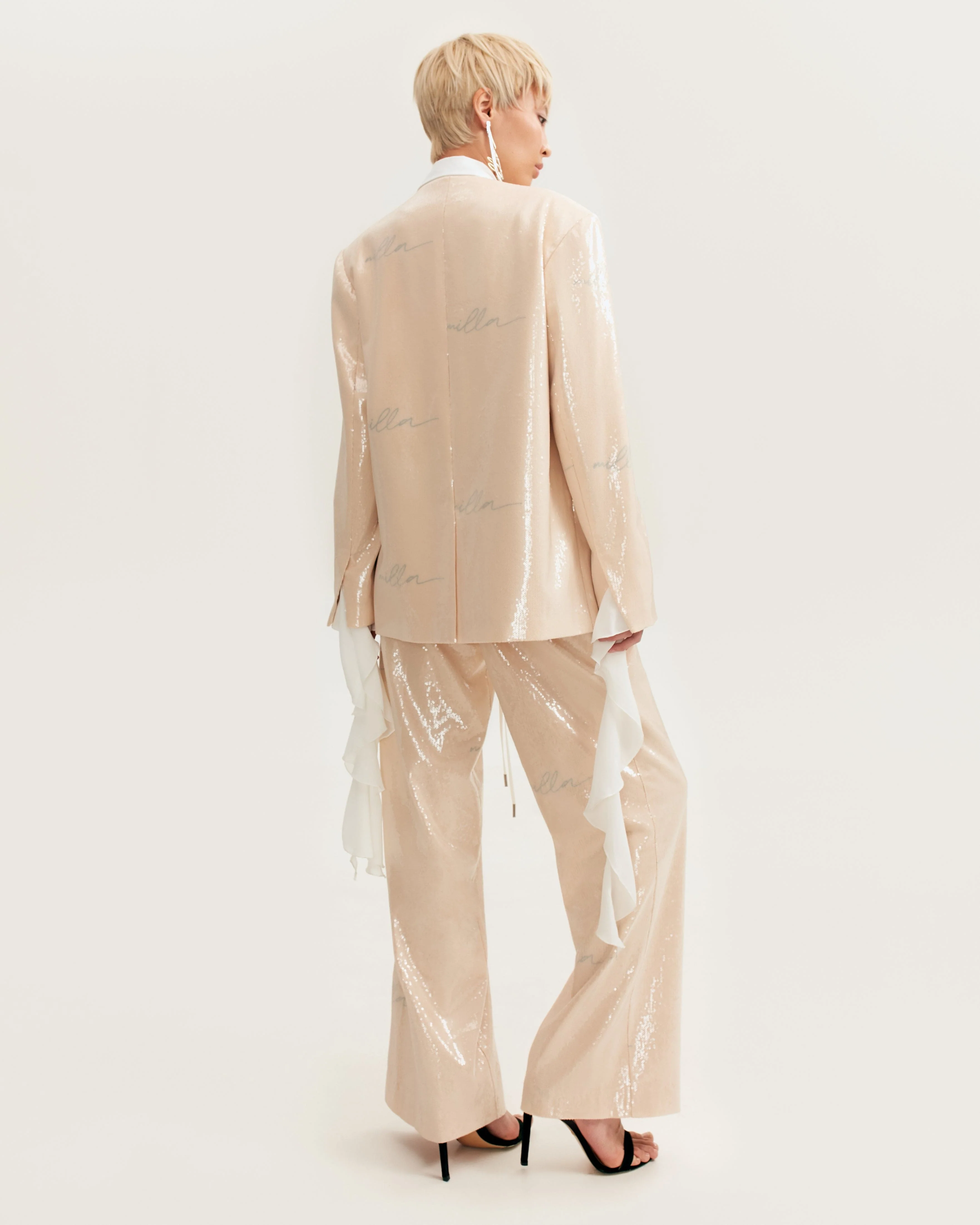 Sparkling beige trousers with Milla's signature, Xo Xo - Image 3