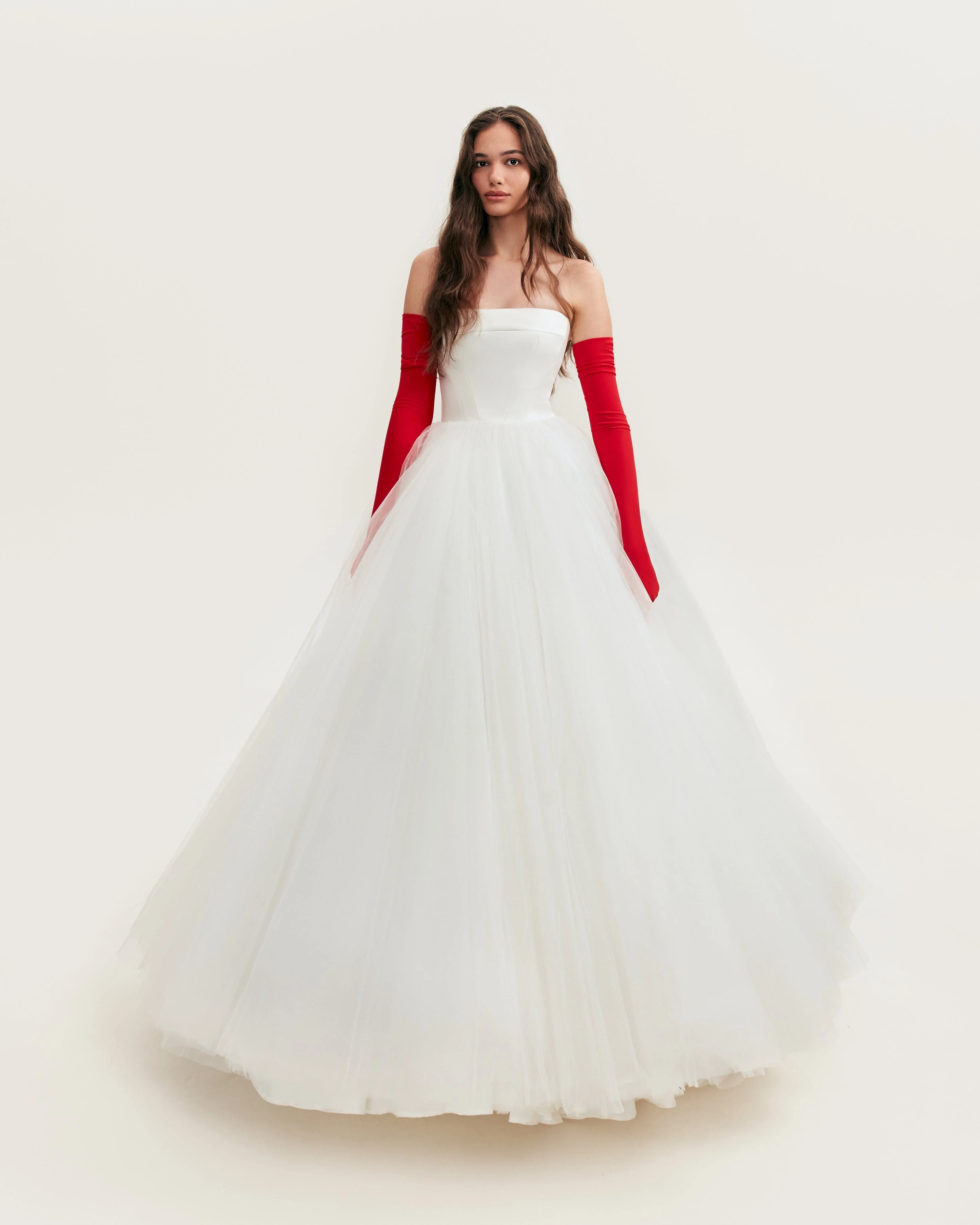 Spectacular tulle evening co-ord set with statement long gloves, Xo Xo - Image 6