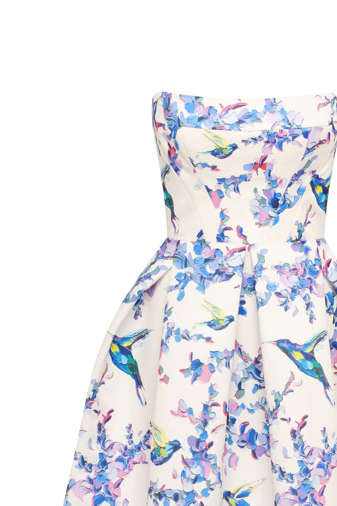 Strapless midi dress with bird and flower print, Garden of Eden - Image 6