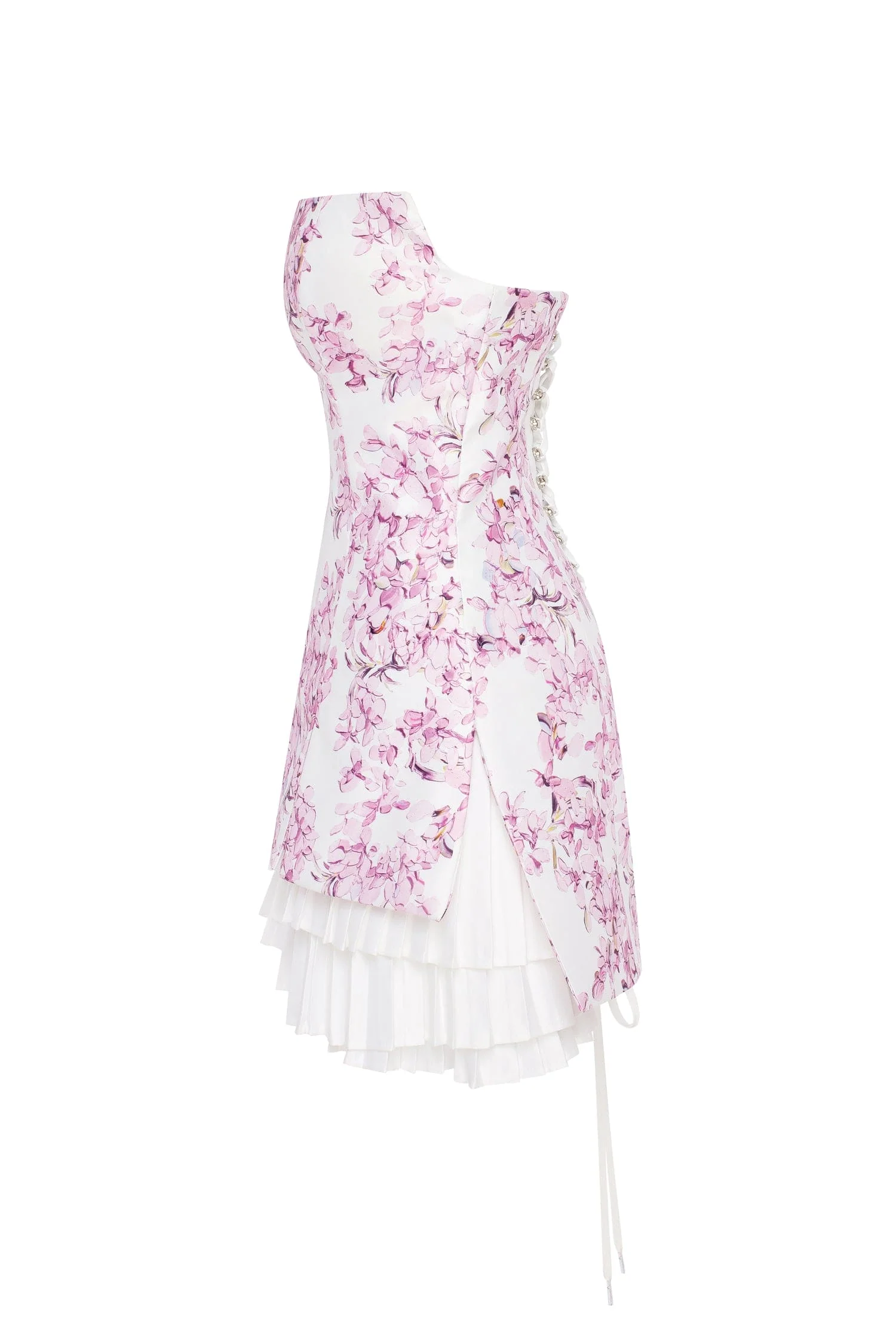 Strapless pink sakura mini dress with accent lacing - Image 6