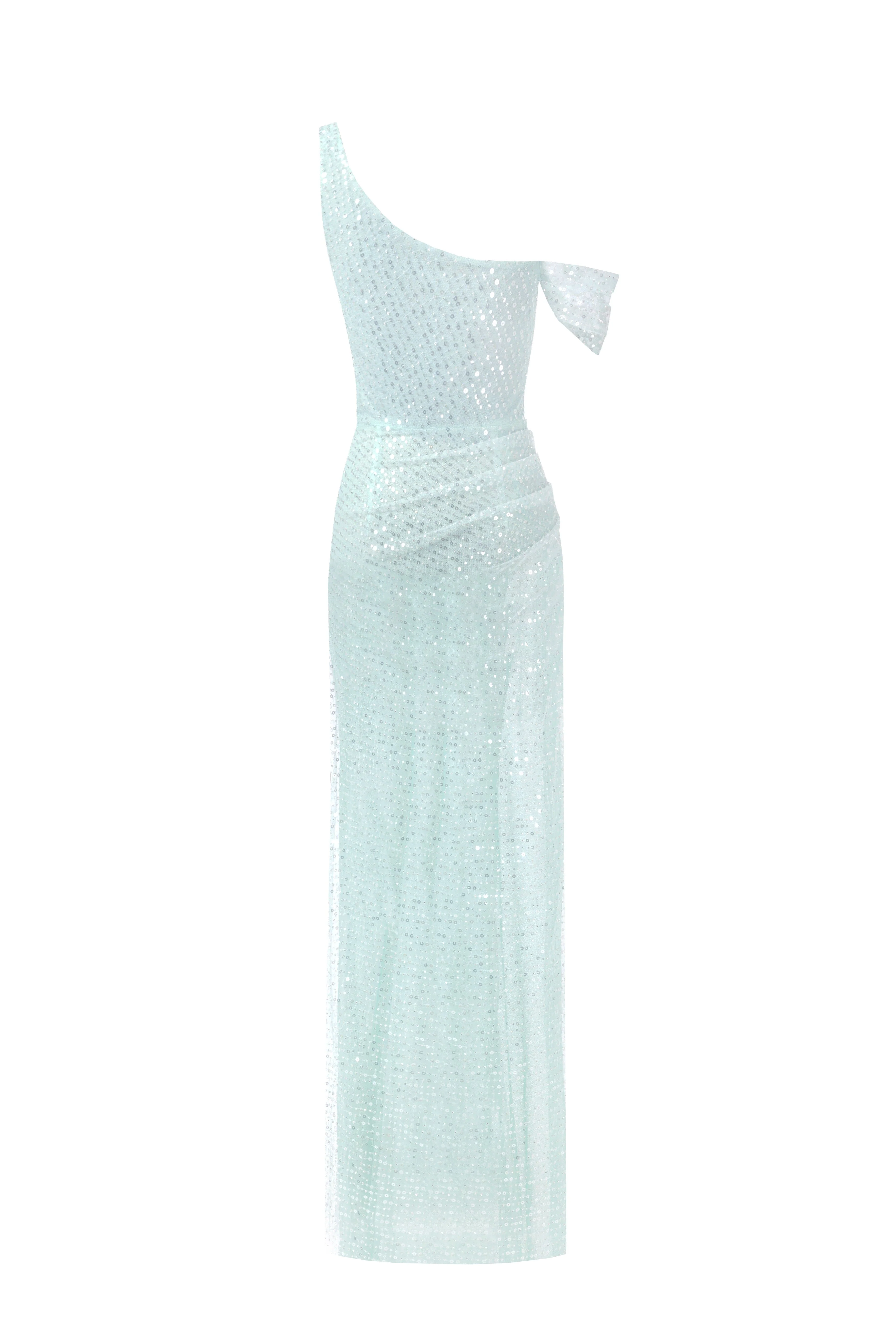 Striking sequined maxi dress in mint green - Image 4