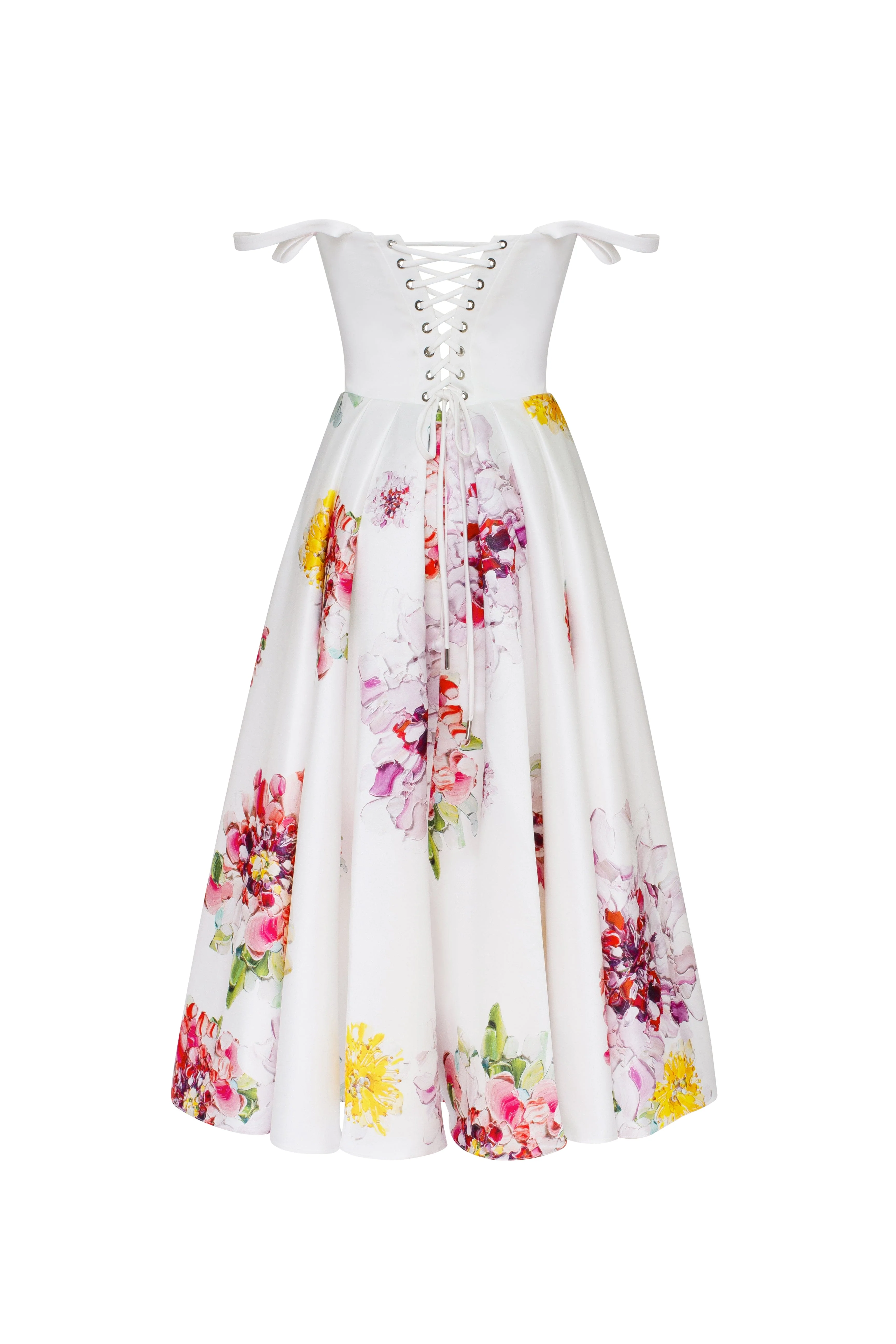 Tea-length ivory floral dress, Glow-Up - Image 4