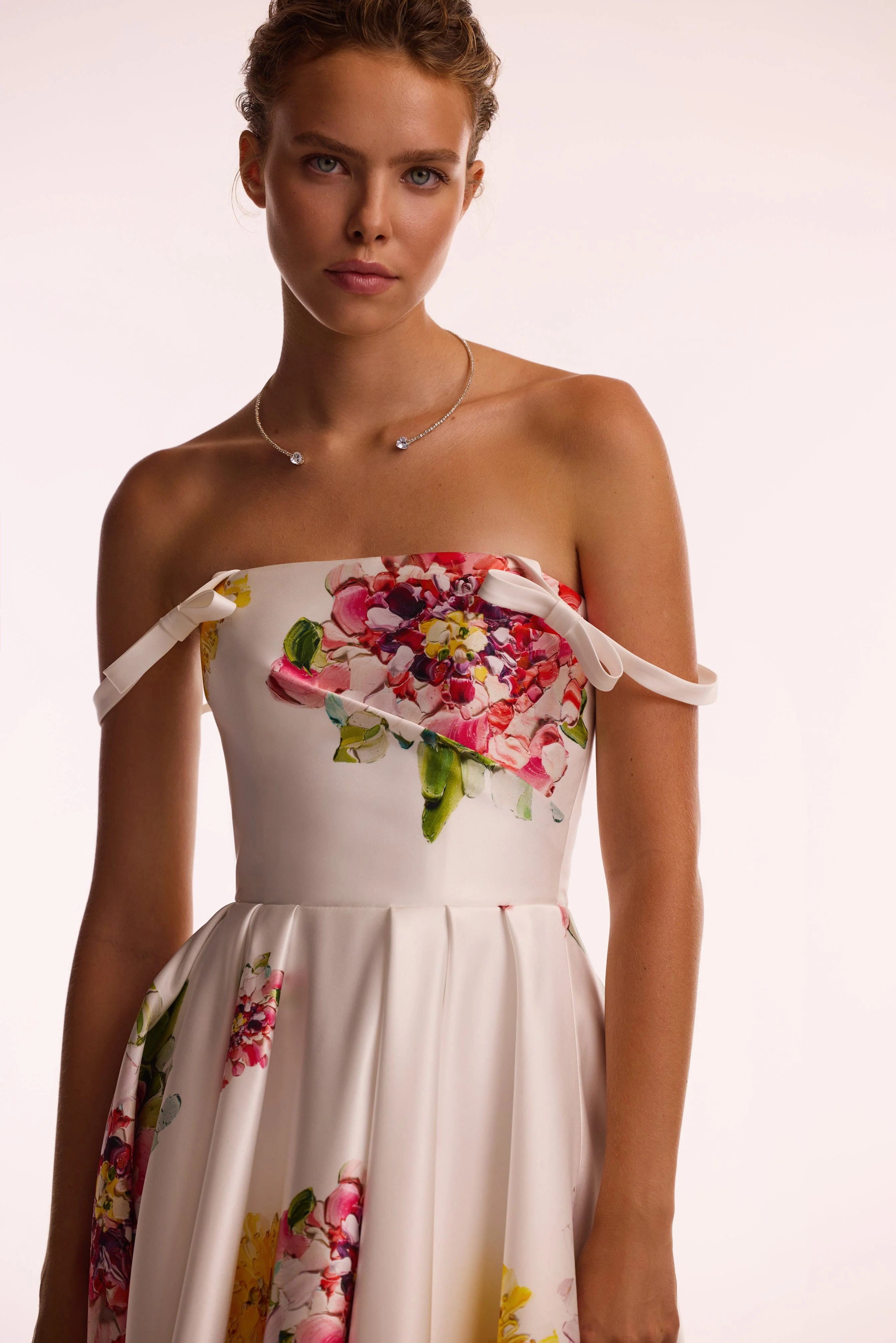 Tea-length ivory floral dress, Glow-Up - Image 5