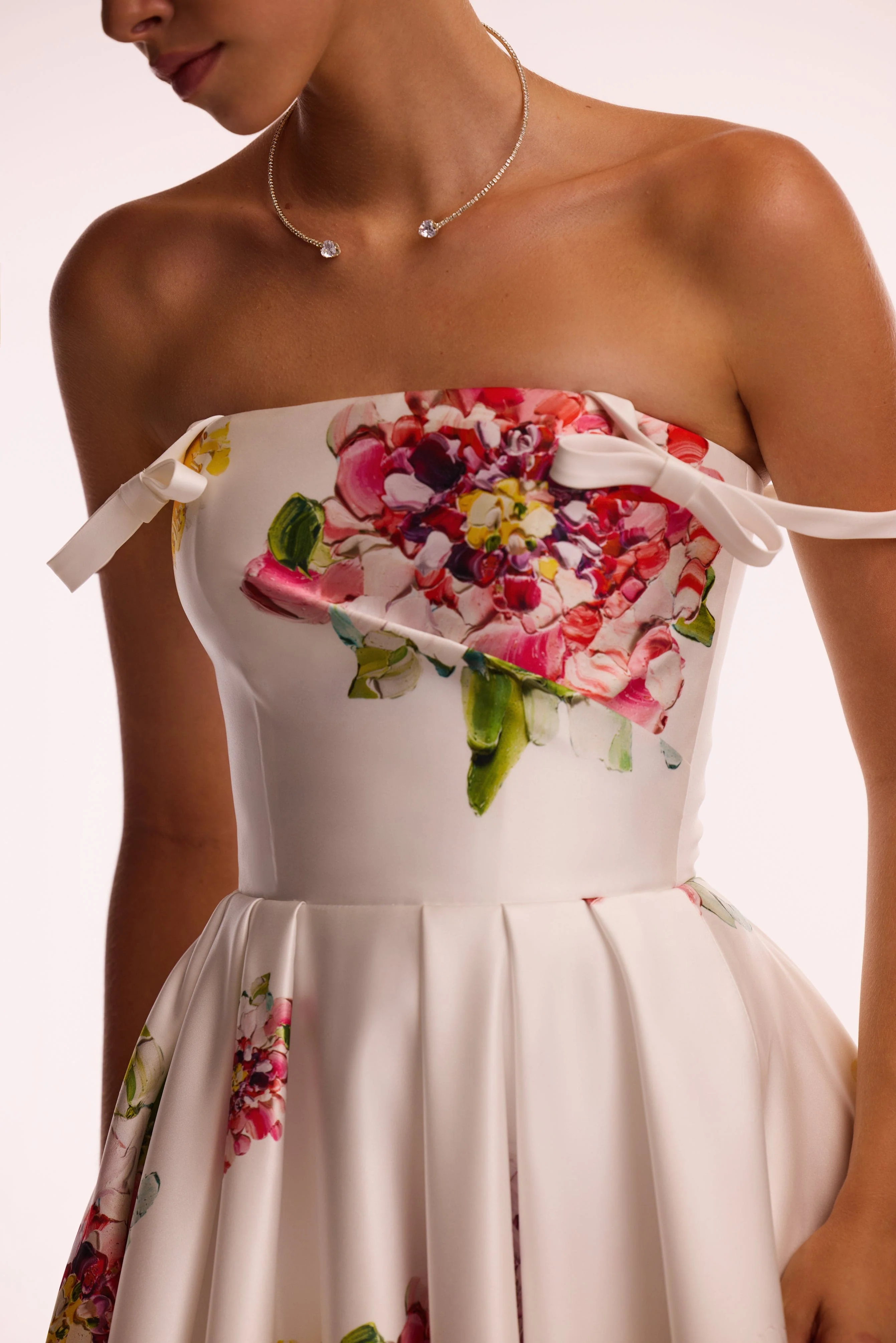 Tea-length ivory floral dress, Glow-Up - Image 7