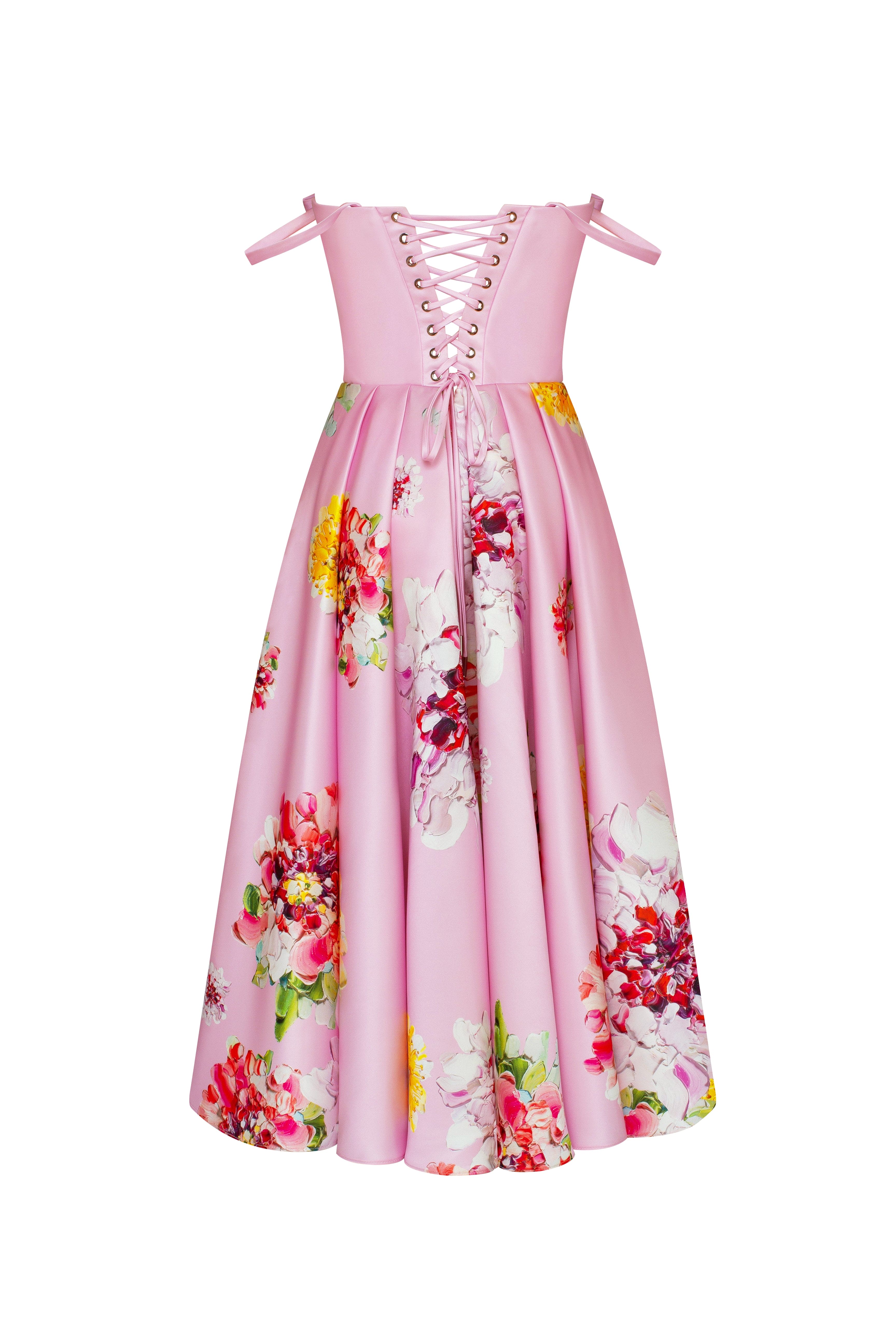 Tea-length pastel pink floral dress, Glow-Up - Image 4