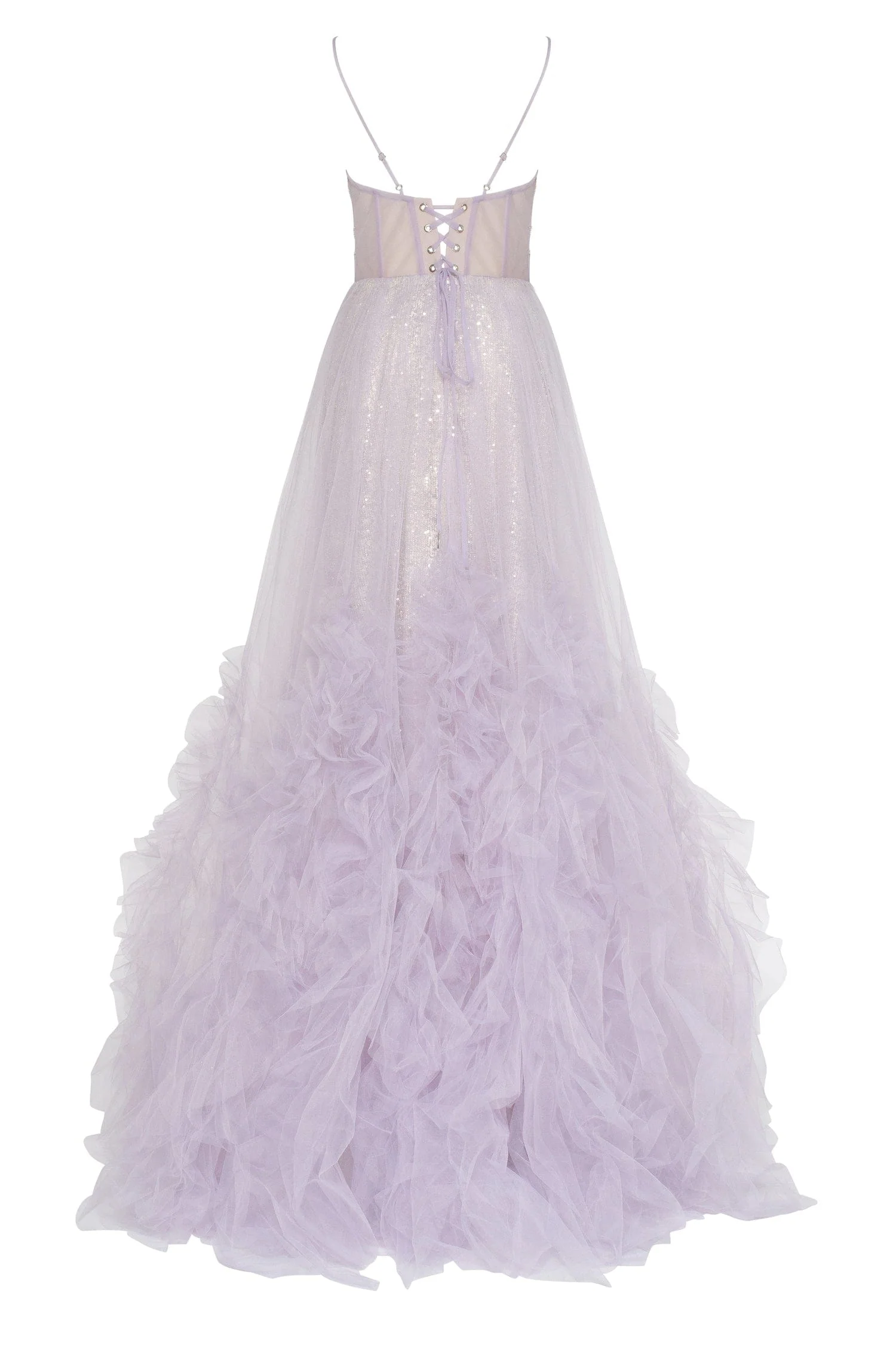 Lavender Tender sparkling tulle dress with the long ruffle skirt - Image 4