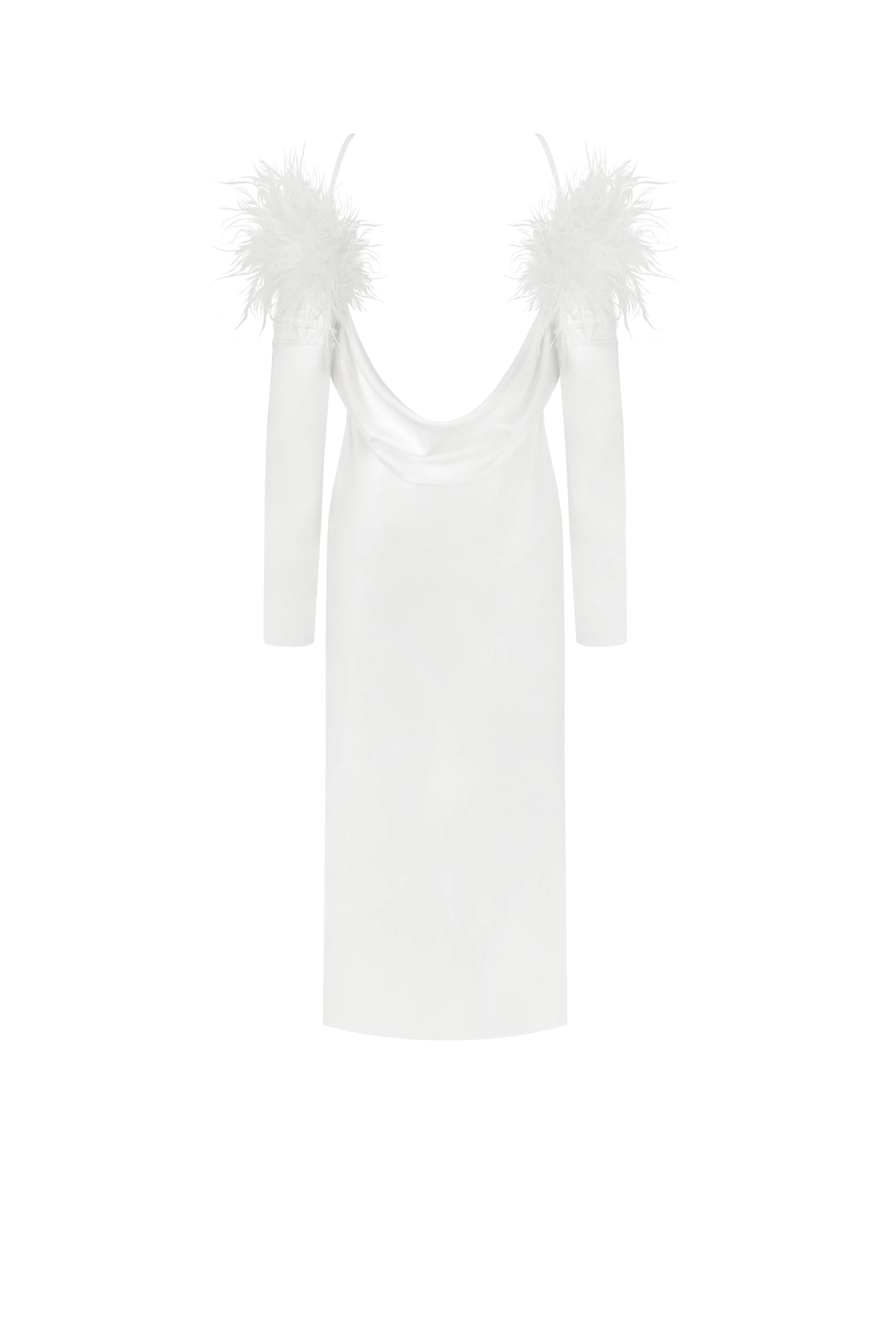 Voguish feather embellished midi dress - Image 4
