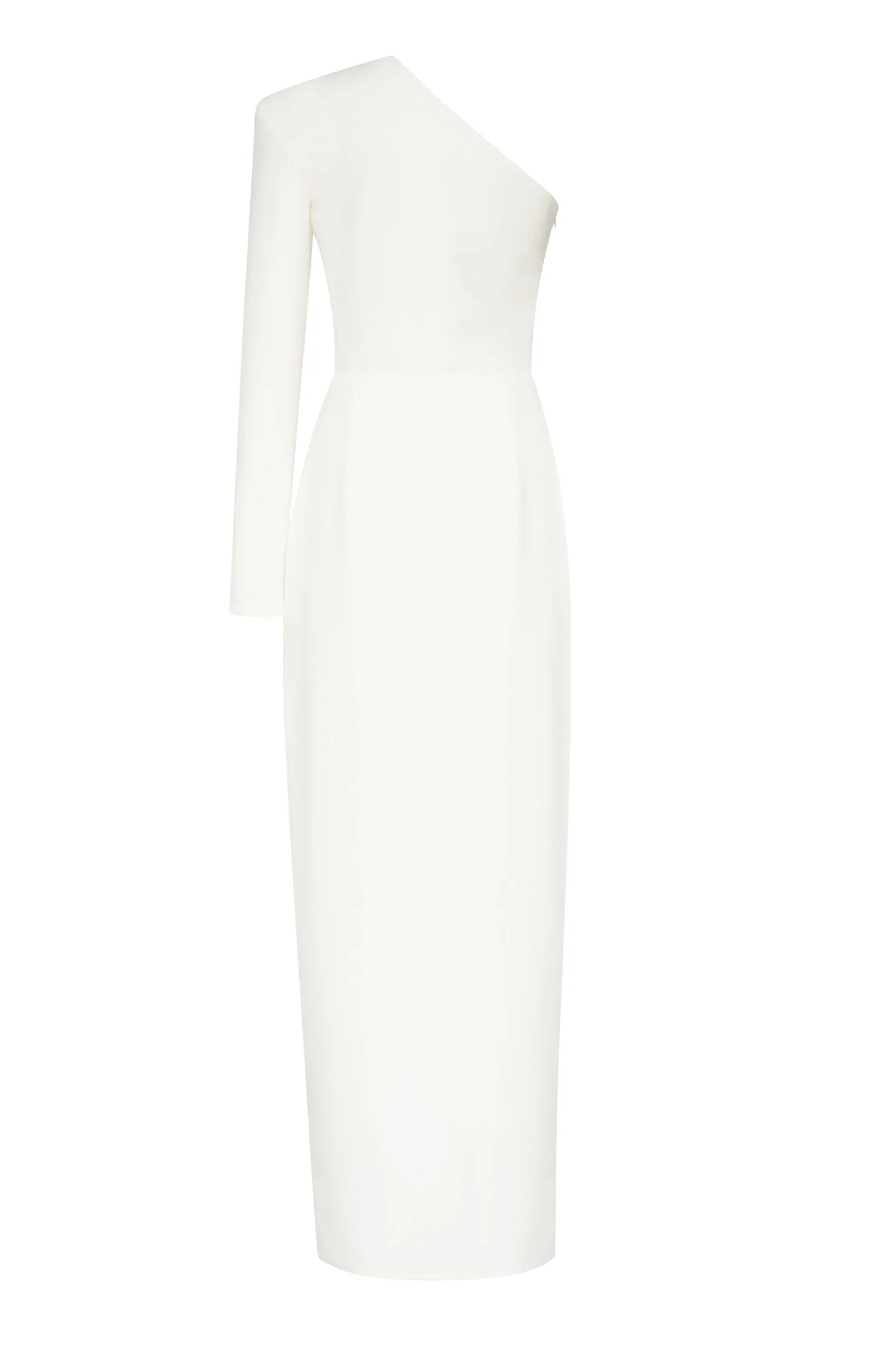 White Long-sleeved dress with sharp shoulder cut - Image 4