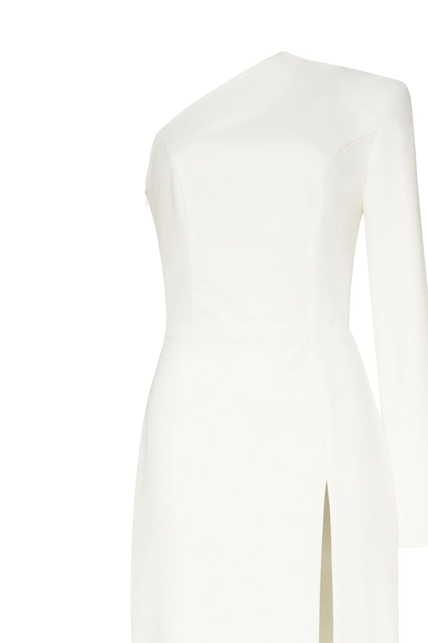 White Long-sleeved dress with sharp shoulder cut - Image 6