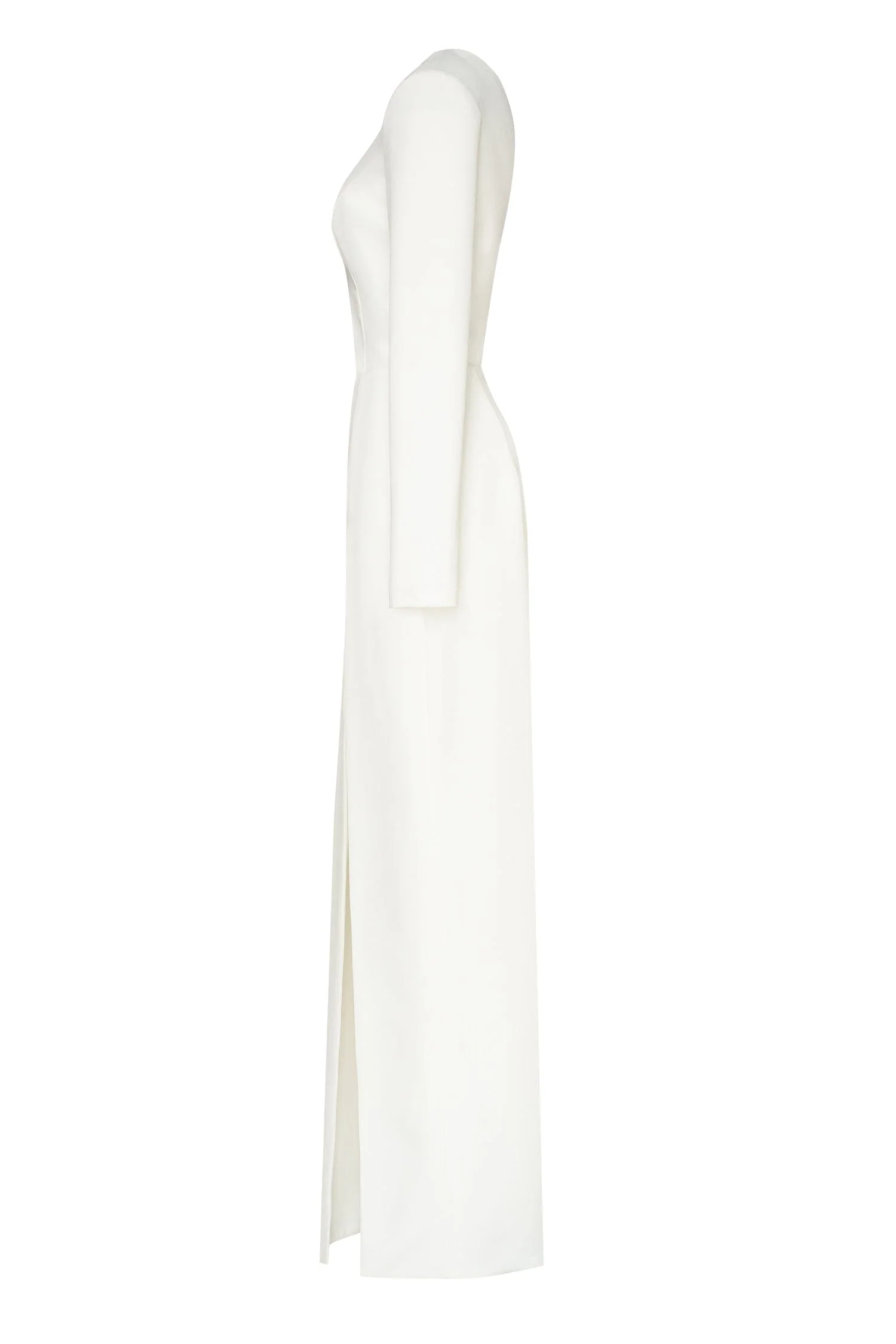 White Long-sleeved dress with sharp shoulder cut - Image 7
