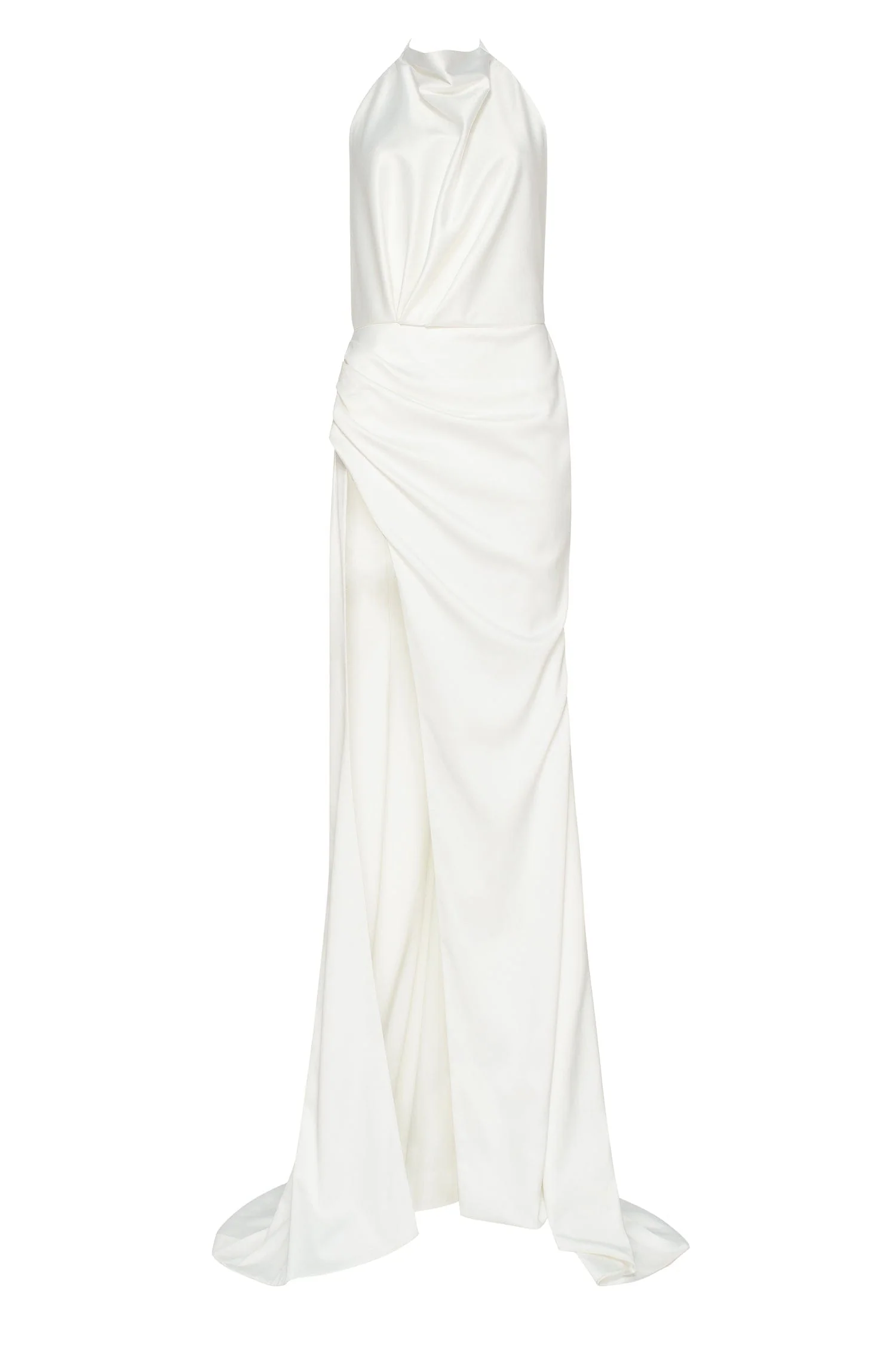 White Mock neck sleeveless high slit dress - Image 2