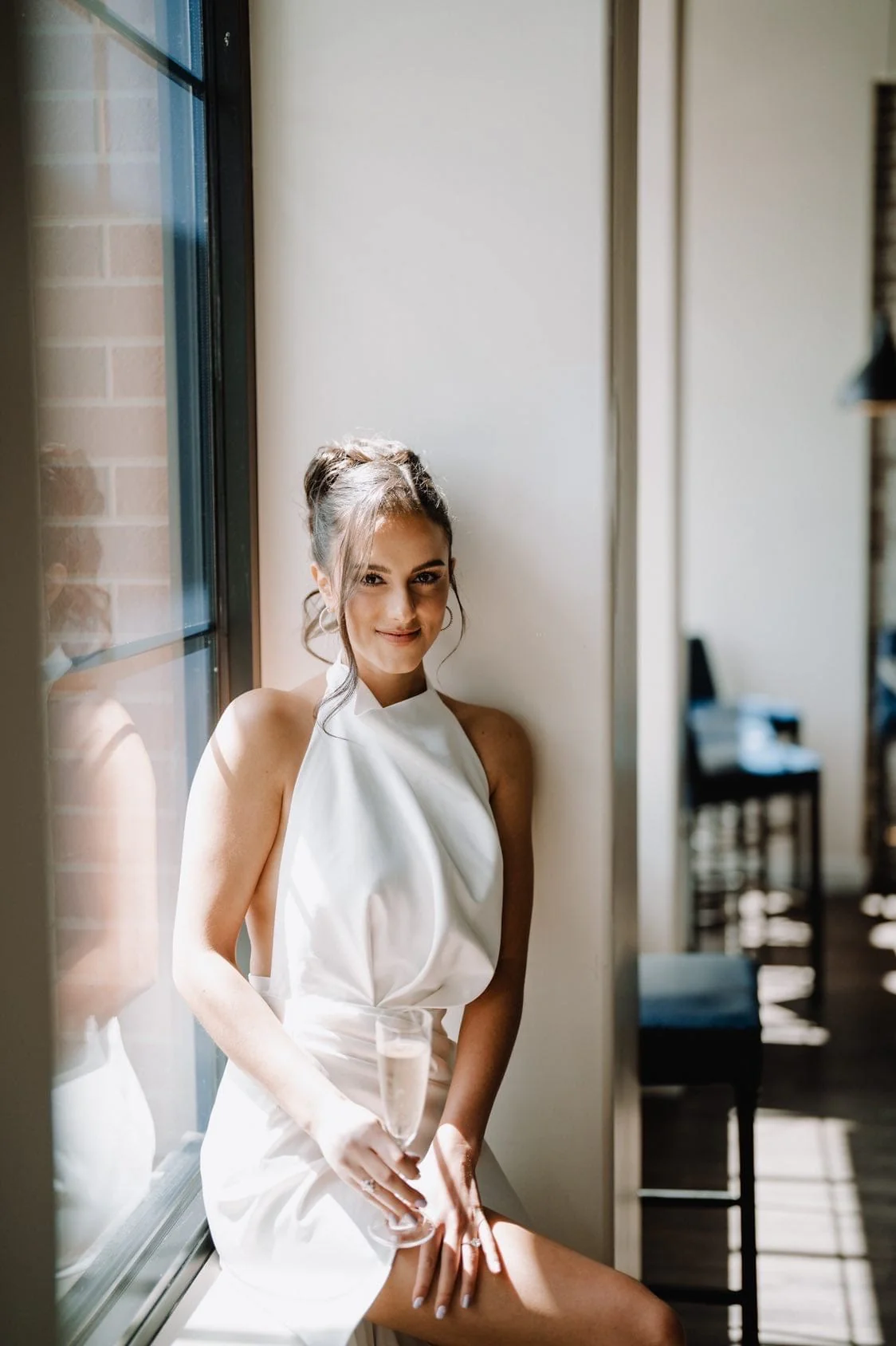 White Mock neck sleeveless high slit dress - Image 6