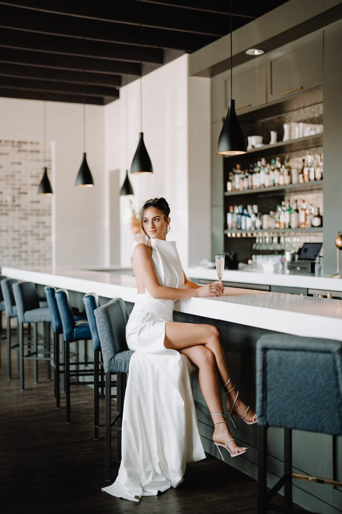 White Mock neck sleeveless high slit dress - Image 8