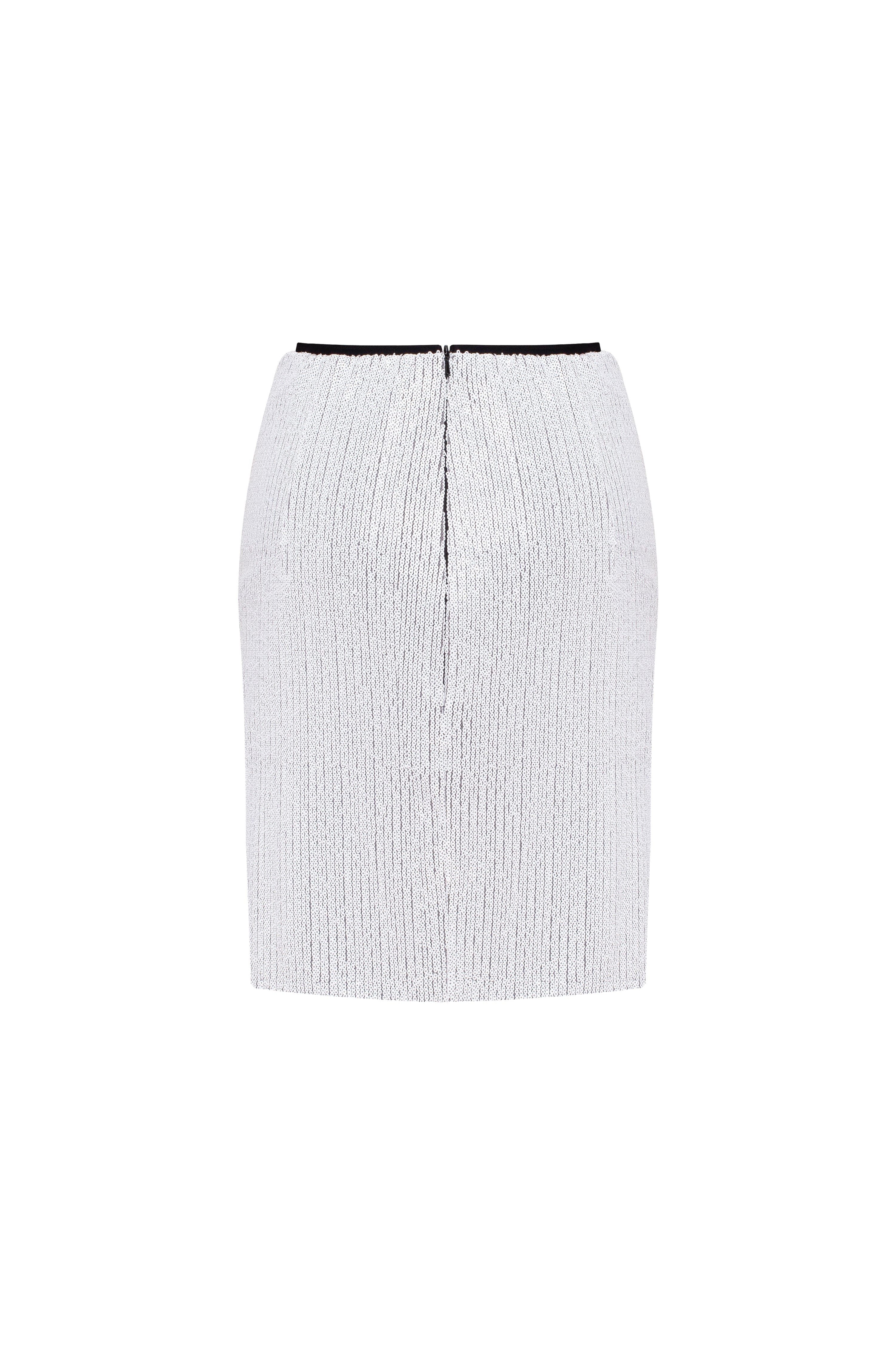 White sequined wrapped mini skirt, Midnight Walk - Image 4