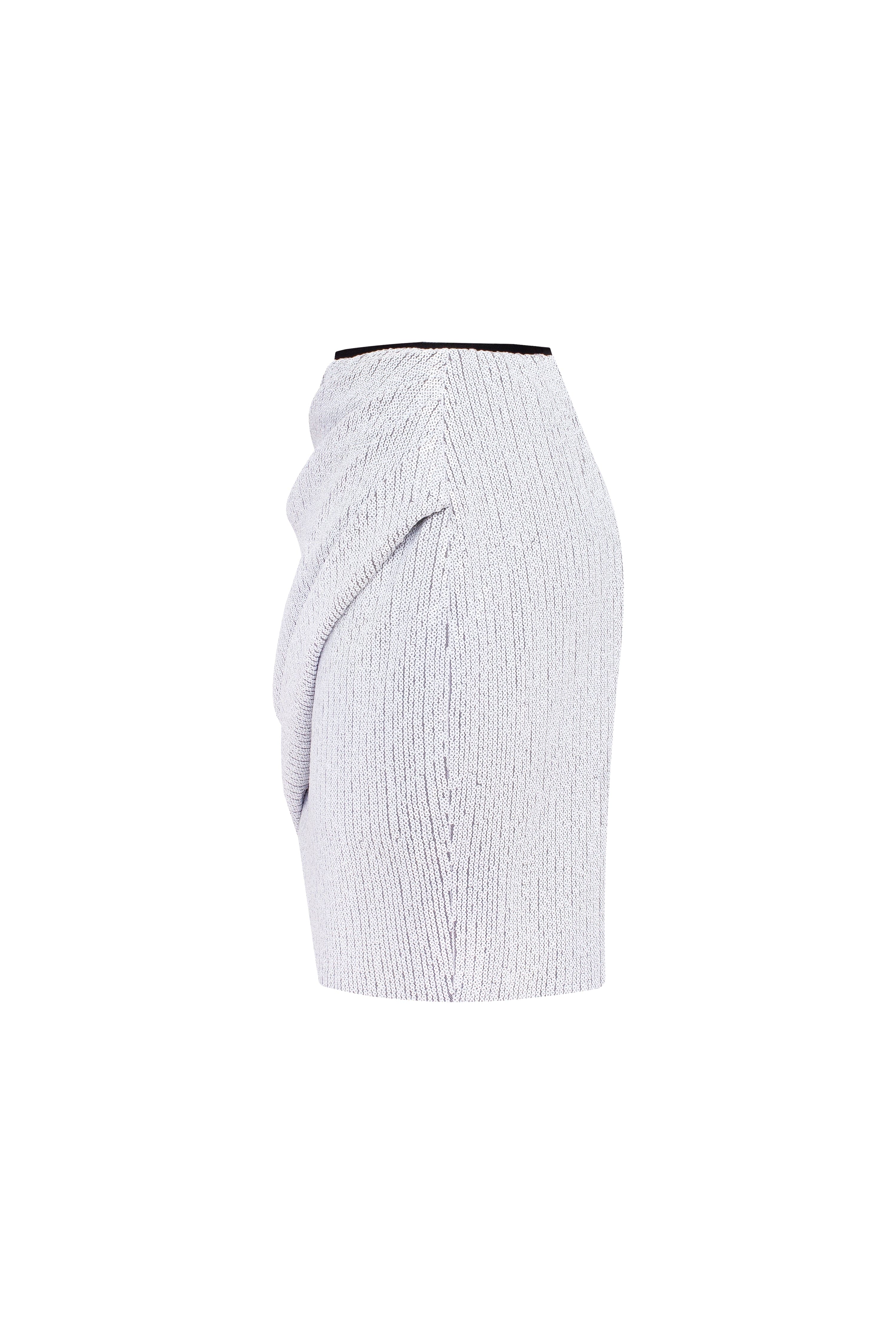 White sequined wrapped mini skirt, Midnight Walk - Image 6